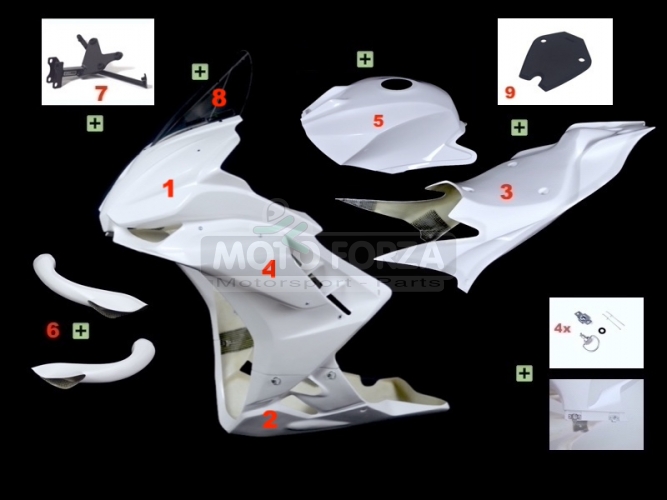 Aprilia RSV Tuono V4 2011-2012 konverze na Aprilia RSV 4 2021 - Kompletní sada racing 9 dílná 