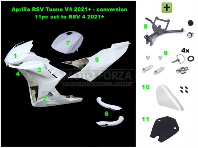 Aprilia Tuono V4 2021+ konverze RSV 4 2021 - Kompletní sada racing 11 dílná 