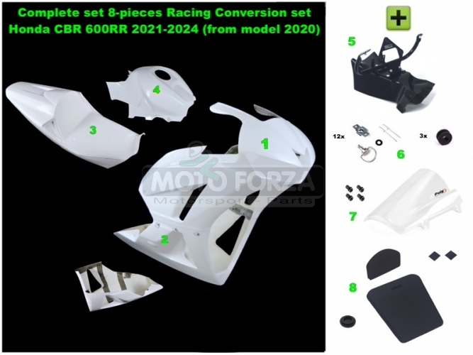 Kompletní sada  8-dílná Racing - Konverze set Honda CBR 600RR 2021-2024 (z modelu 2020)