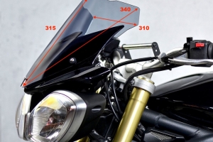 Triumph 675 Street Triple 2013-2016 - Štítek-maska s plexi TOURING -SET + výběr barvy plexi z 5 variant-  rozměry