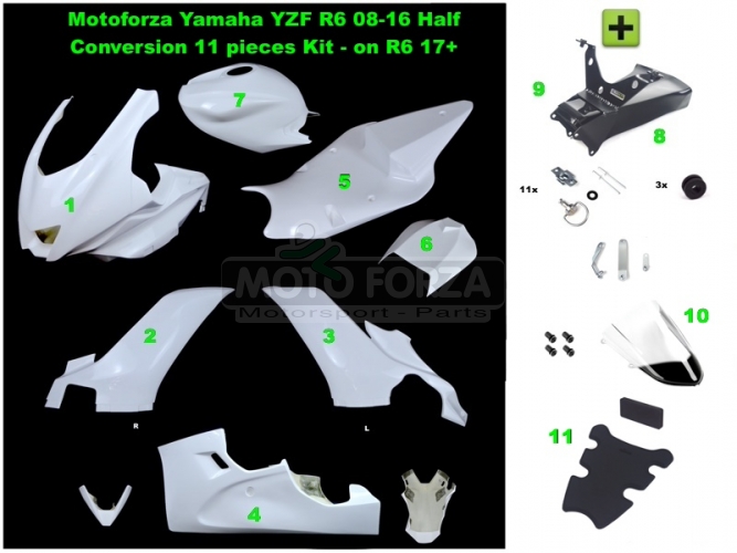 Yamaha YZF R6 2008-2016 Kompletní sada 11-dílná Racing - R6 2017 Conversion Kit