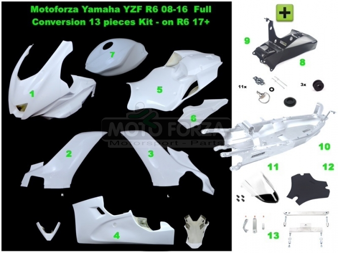 Kompletní sada 13-dílná Racing - R6 06-07 - FULL conversion kit for R6 2017+